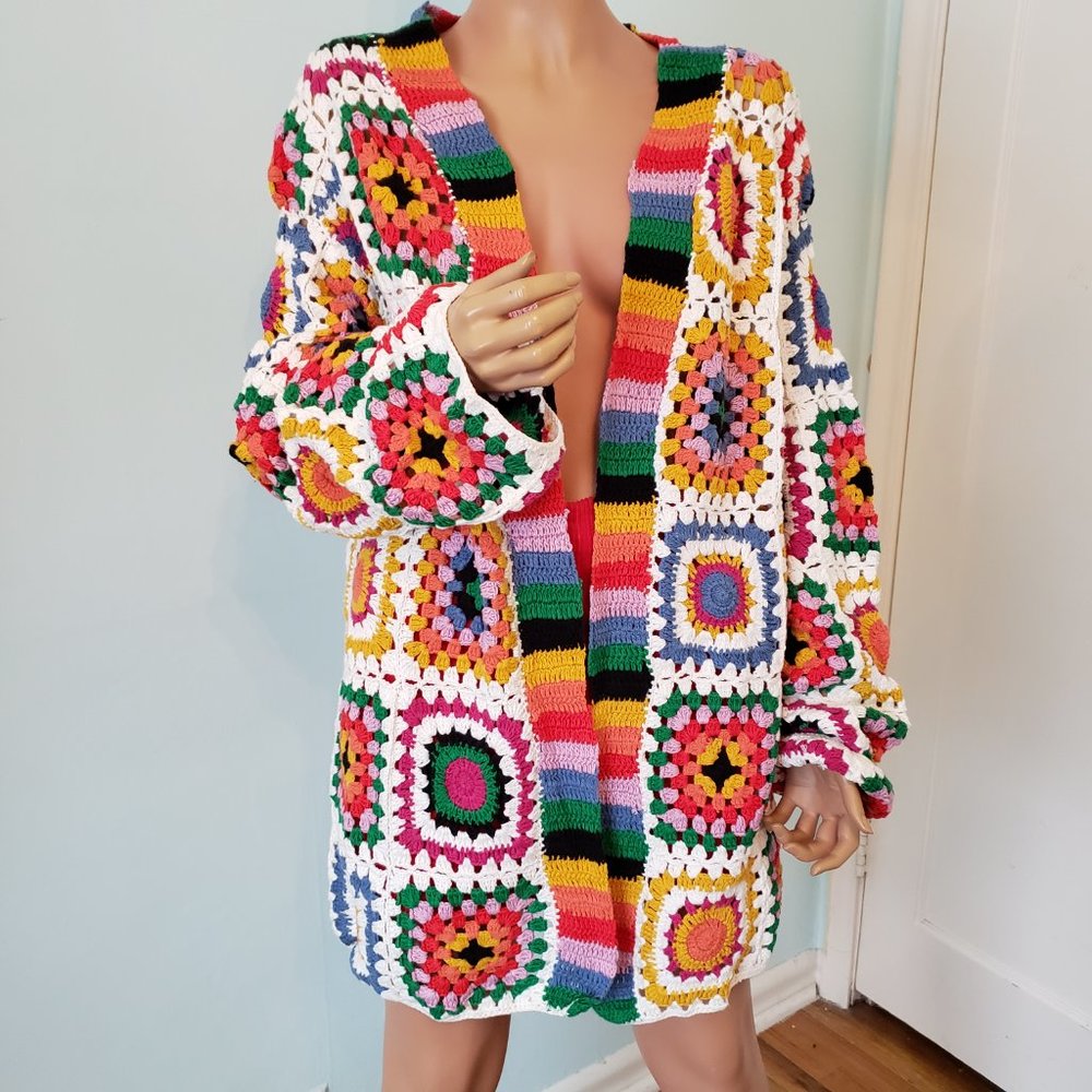 NWOT Farm Rio Handmade cotton Rainbow Kimono. - Picture 7 of 13